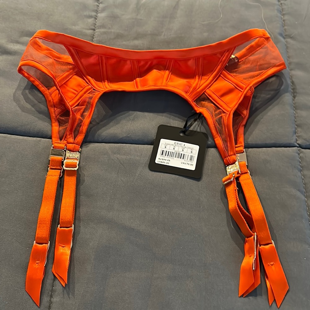 Honey Birdette Garter Suspenders Burnt Orange Small 120020